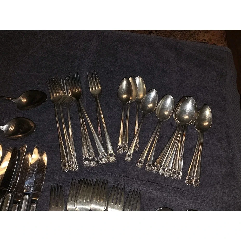 Silver plate 1847 Rogers Bros Eternally Yours 50 Pc Set Butter Knife Sugar Spoon